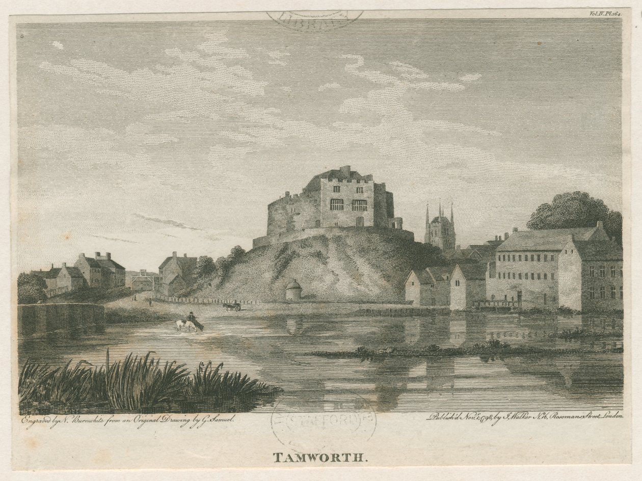 Tamworth Castle: gravering, nd [c 1798] av John Walker