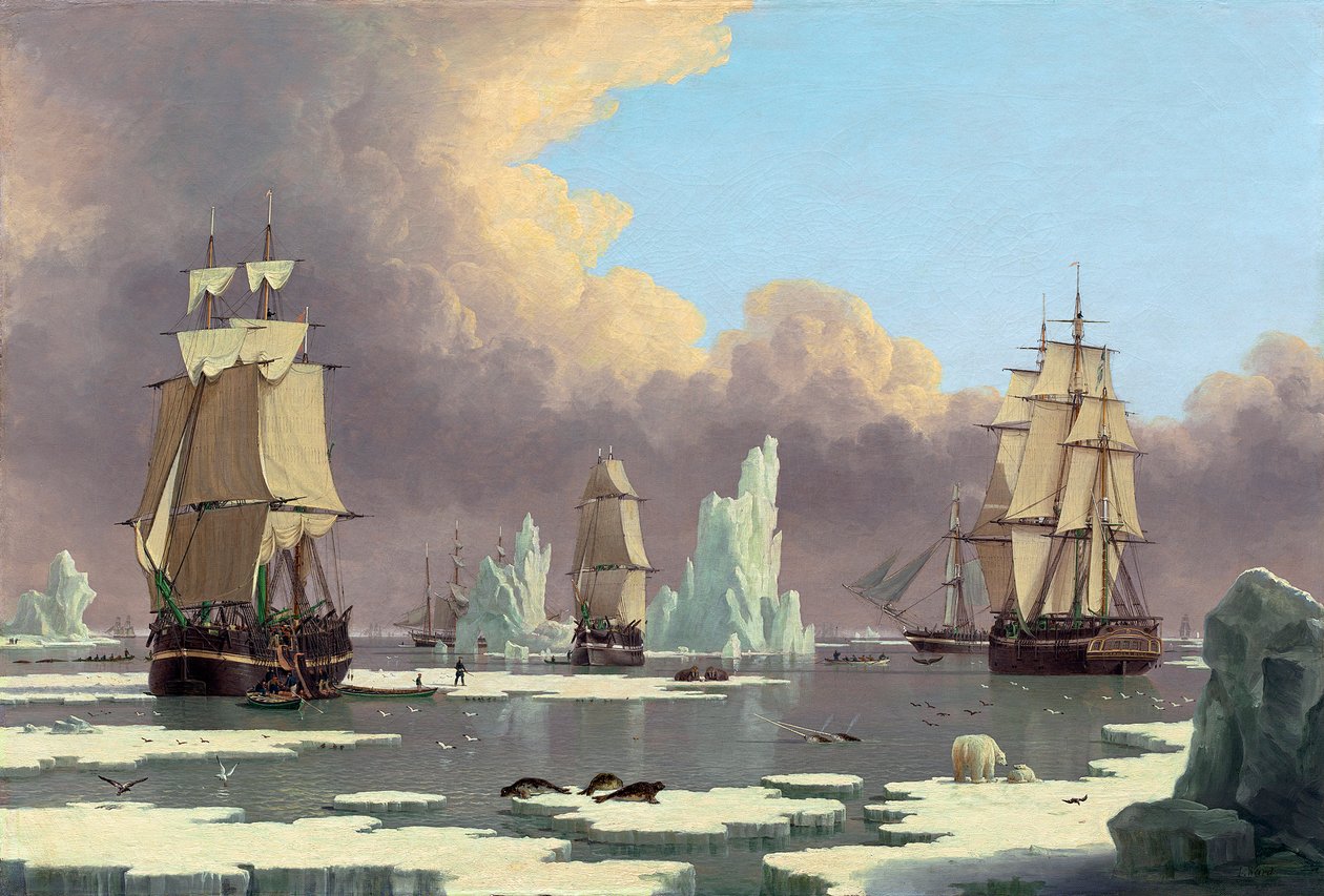 The Northern Whale Fishery: The Swan and Isabella, ca. 1840 av John Ward of Hull
