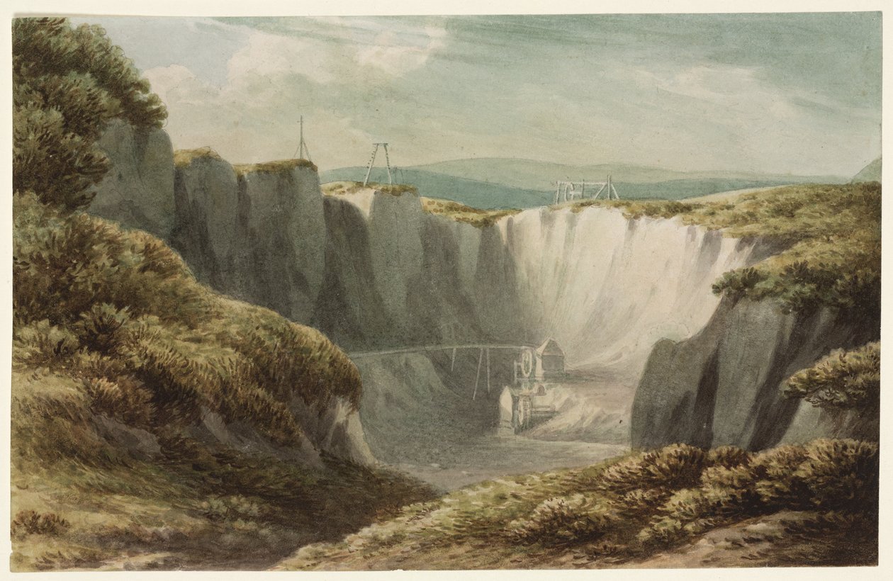 Tingruven i Carclaise, Cornwall, ca. 1800 (wc på papir) av John Warwick