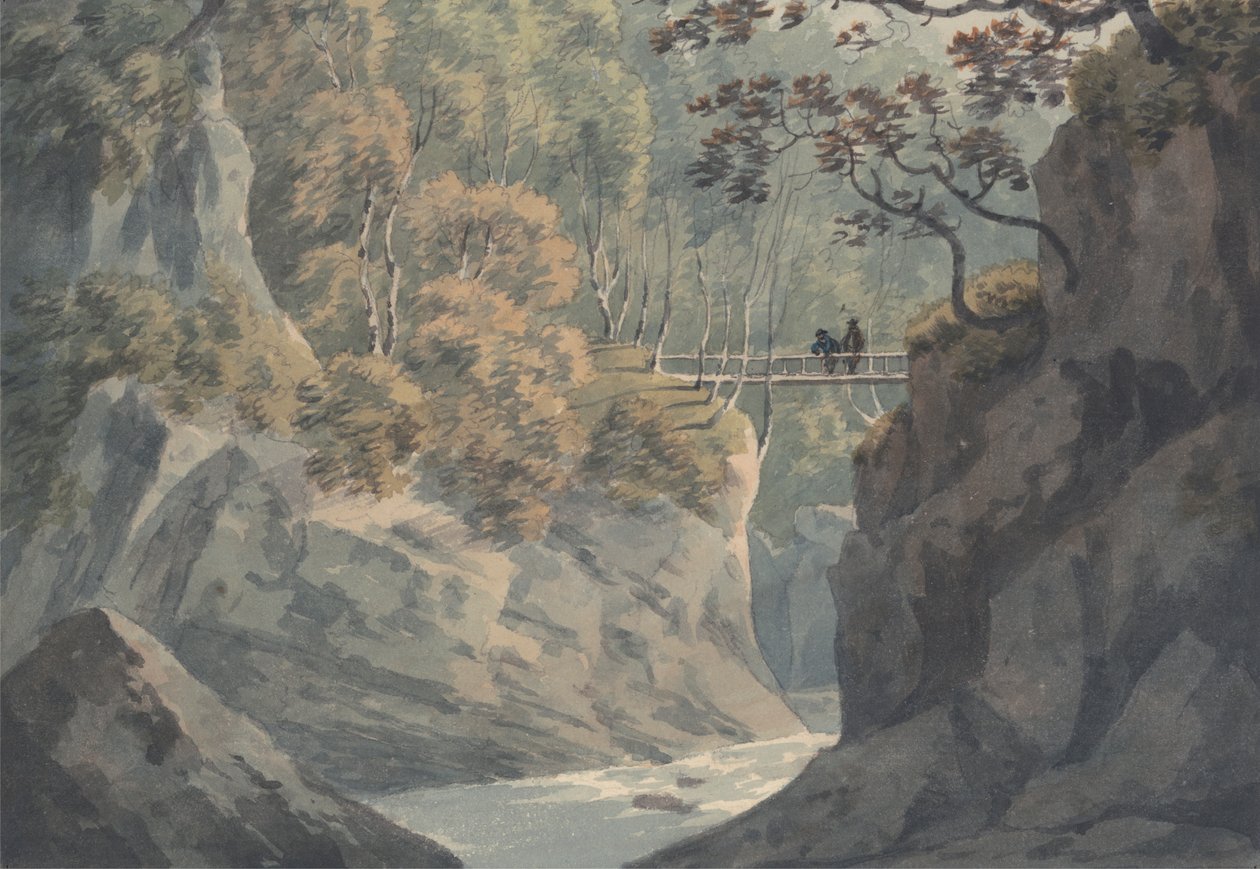 Alpine Bridge og Woodland Scenery nær Pistil y Maw av John Warwick Smith