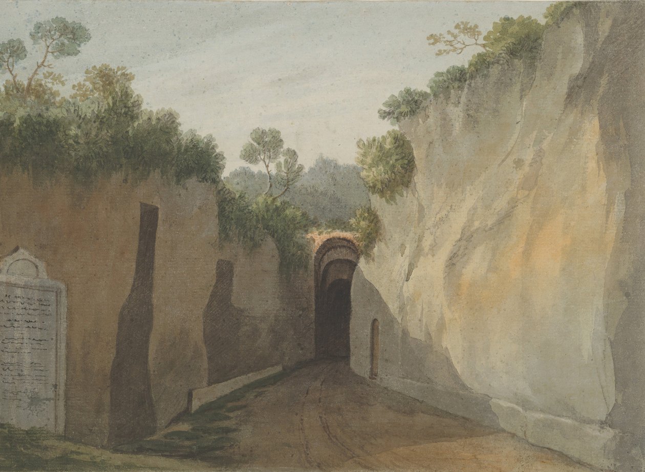 Inngang til grotten av Posillipo, Napoli, 1778-79. av John Warwick Smith