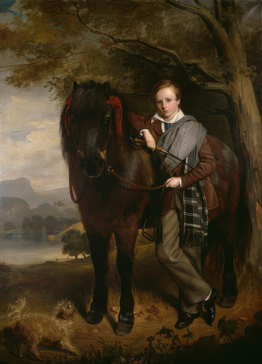 J.W. Gordon, Portrett av en gutt med en ponni / maleri, 1849 av John Watson Gordon