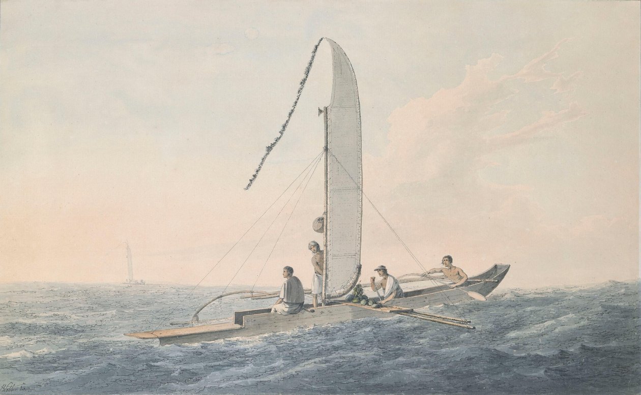En indiansk kano utenfor Tahiti av John Webber