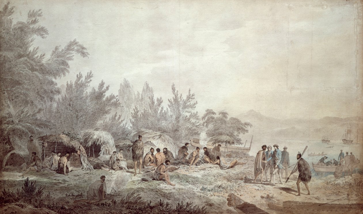 Kaptein Cook i Ship Cove, Queen Charlotte Sound av John Webber