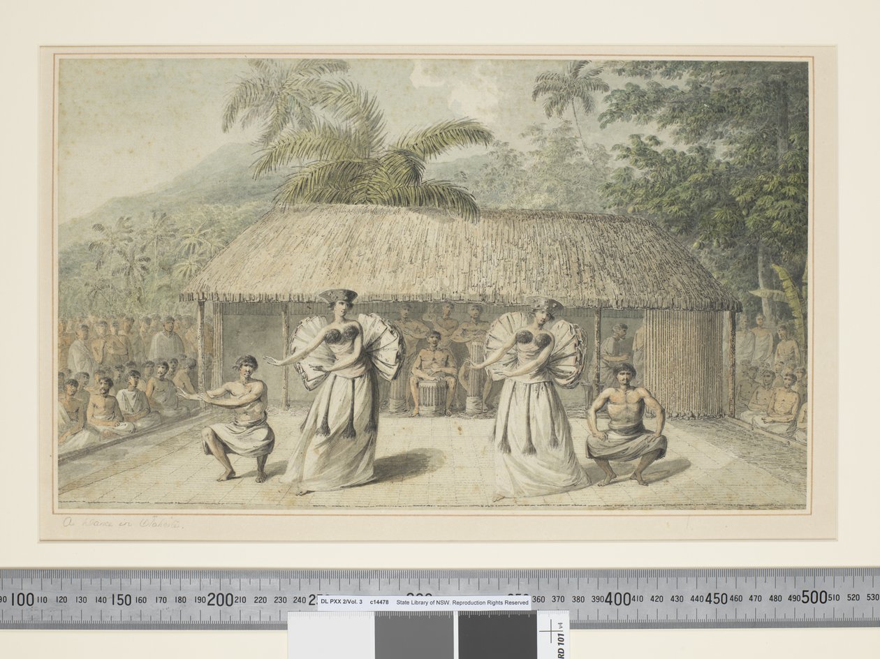 F.13 En dans i Otaheite, ca. 1773-84 (akvarell) av John Webber