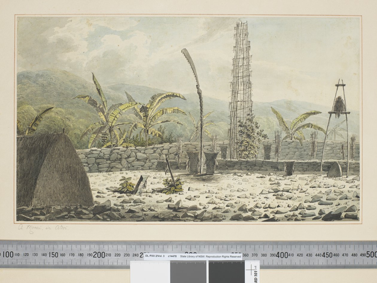 F.17 A Morai, i Atooi, ca. 1773-84 (akvarell) av John Webber