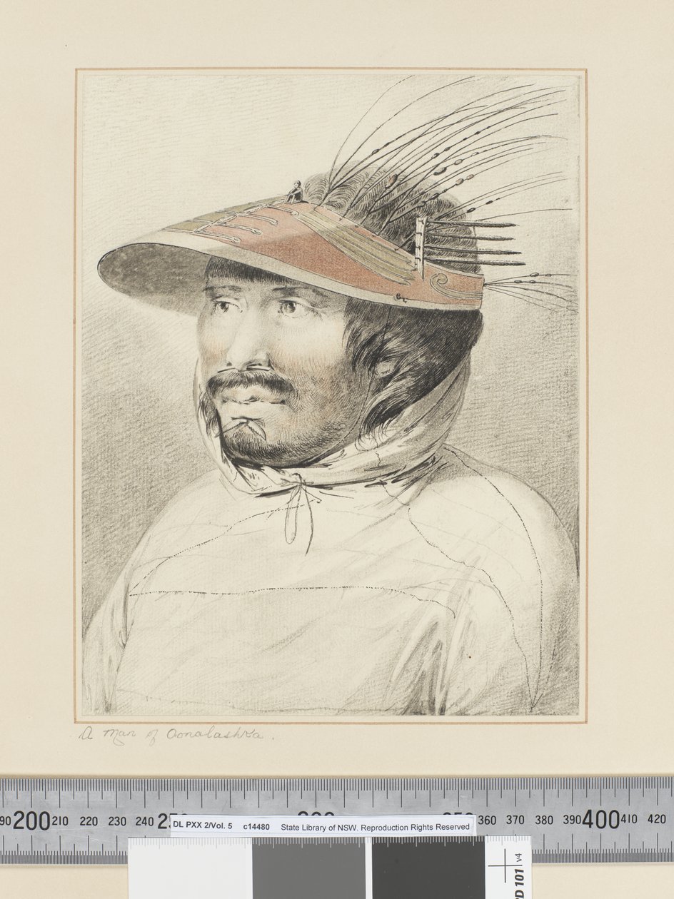 F.28 A Man of Oonalashka, ca. 1773-84 (akvarell) av John Webber