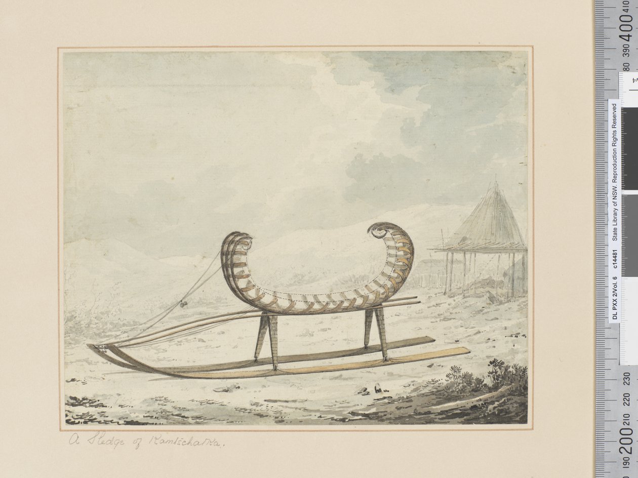 F.40 A Sledge of Kamtschatka, ca. 1783-84 (akvarell) av John Webber