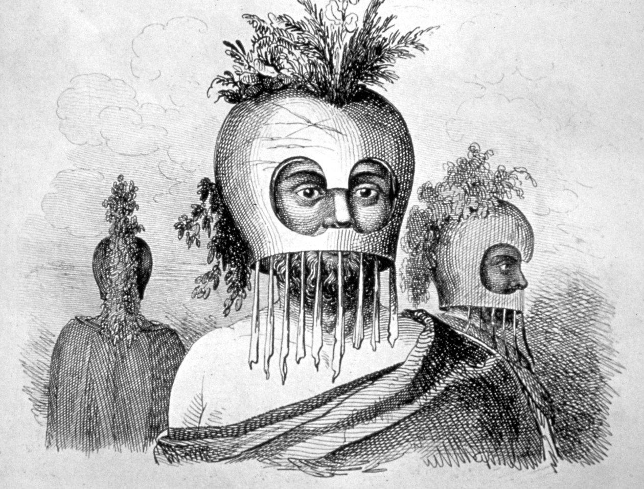 Hawaiian mann med en kalebassmaske, 1700-tallet av John Webber