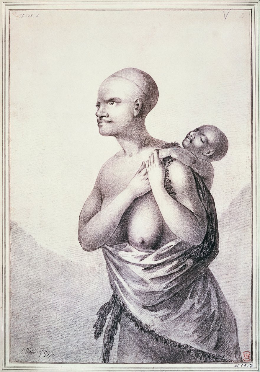 Innfødte kvinner fra Van Diemens Land, nå Tasmania, januar 1777, tegning av John Webber (1750-1793), Australia av John Webber