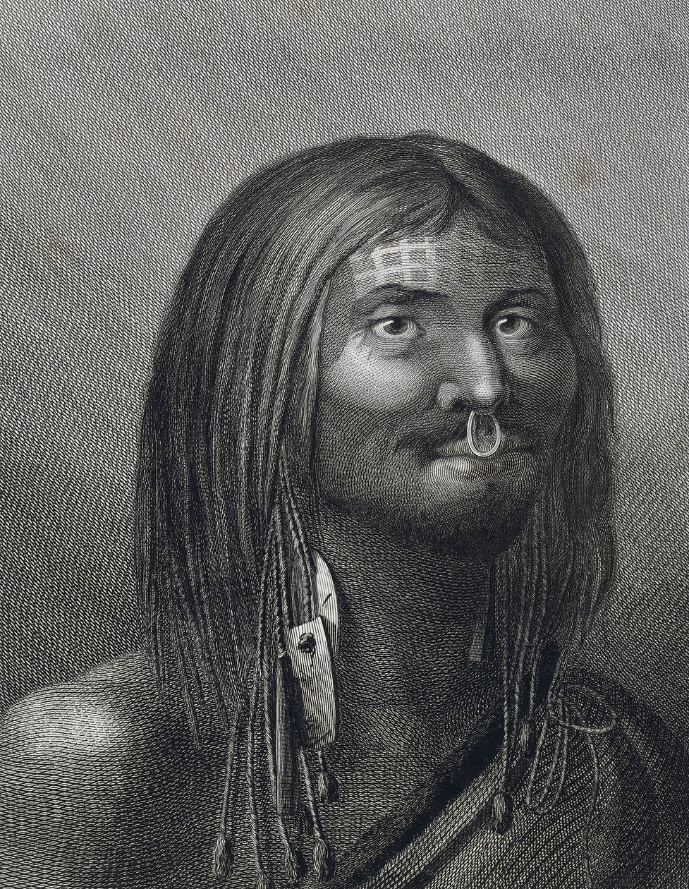 Polynesisk mann fra Nootka Sound, illustrasjon av John Webber (1752-1793) laget under tredje seilas (1776-1779) av James Cook (1728-1779), av John Webber