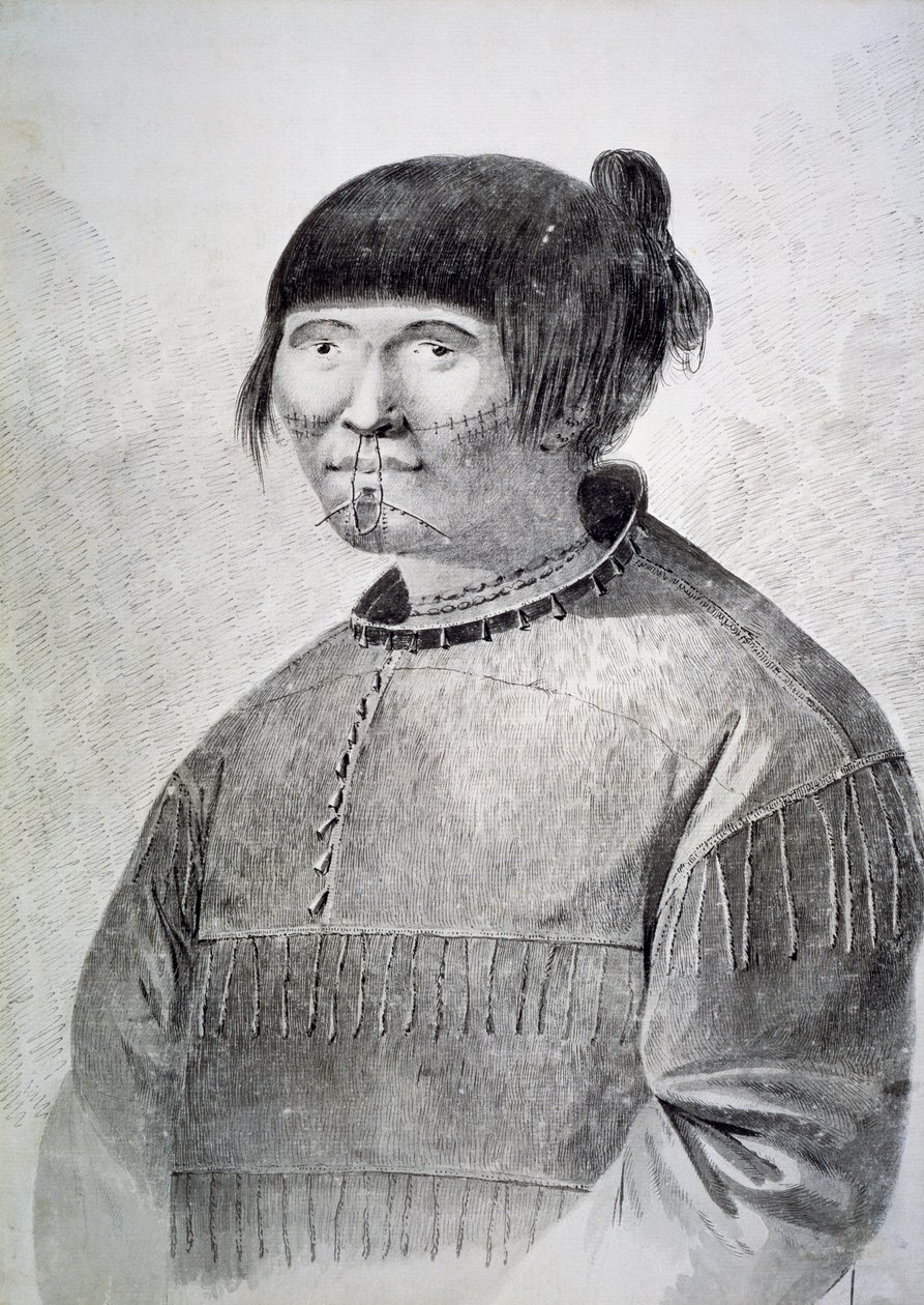 Portrett av tatovert innfødt fra øya Unalaska av John Webber