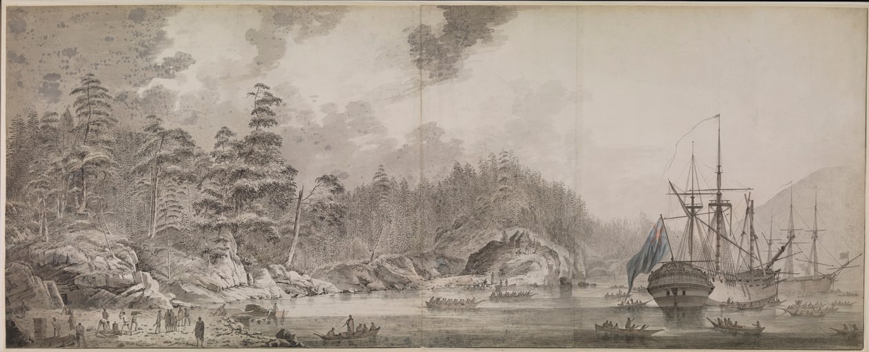 «Oppløsning» og «Oppdagelse» i Ship Cove, Nootka Sound av John Webber