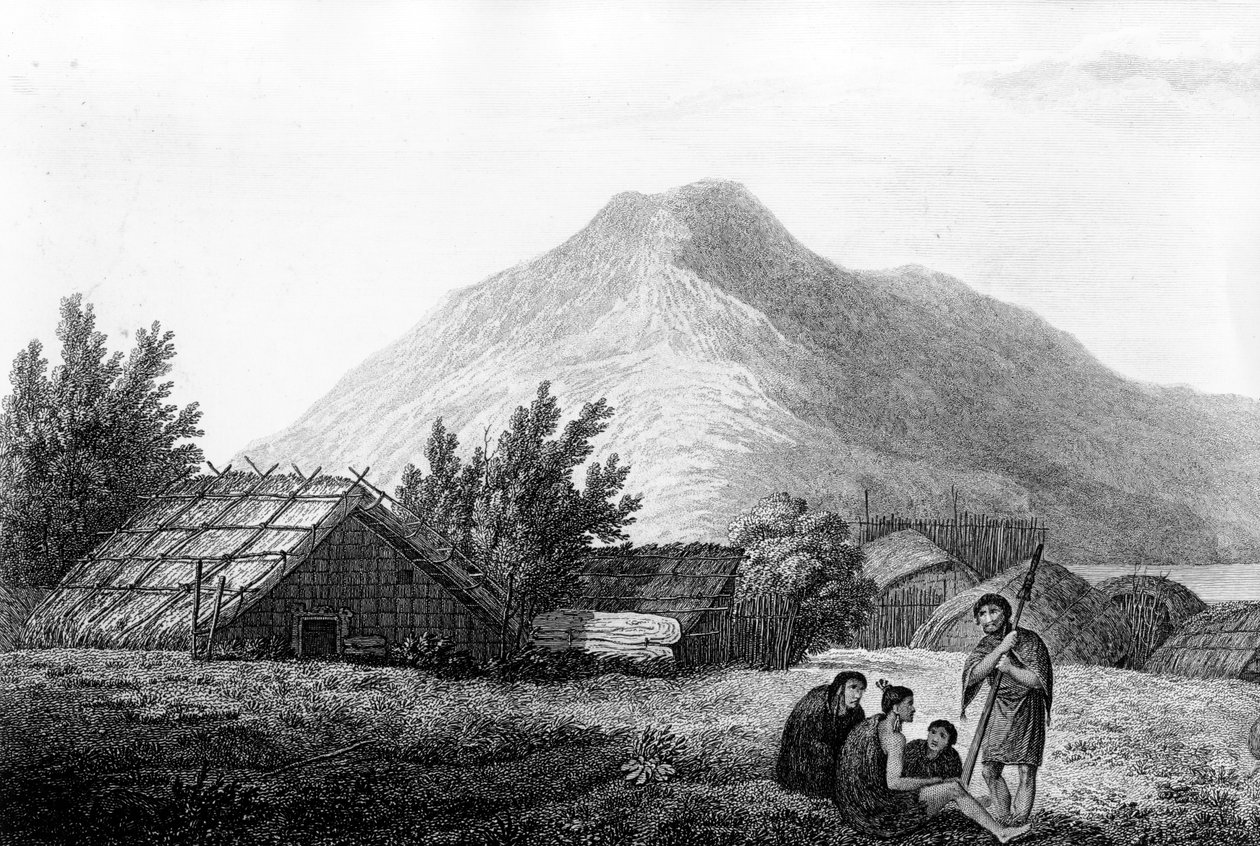 Innsiden av en hippah i New Zealand, illustrasjon fra 