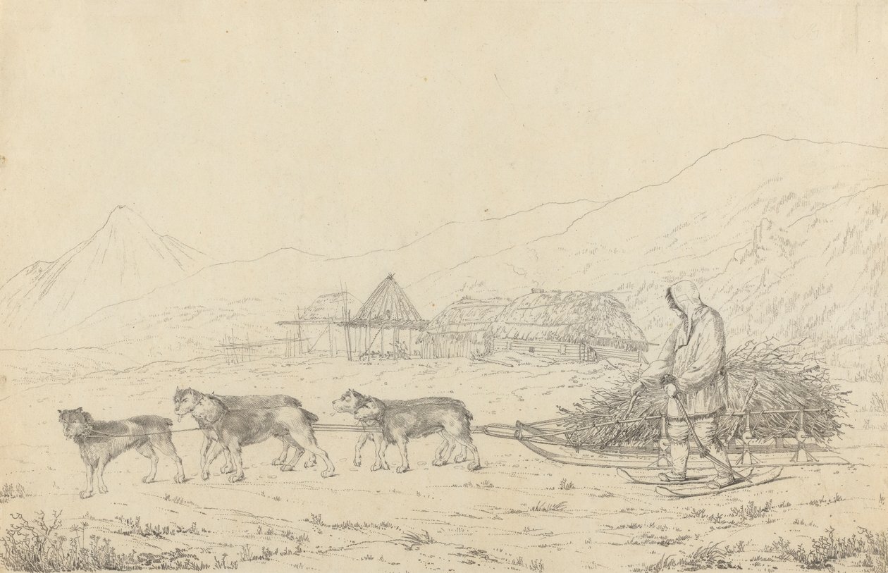 Nartaen eller sleden for byrder i Kamtschatka av John Webber