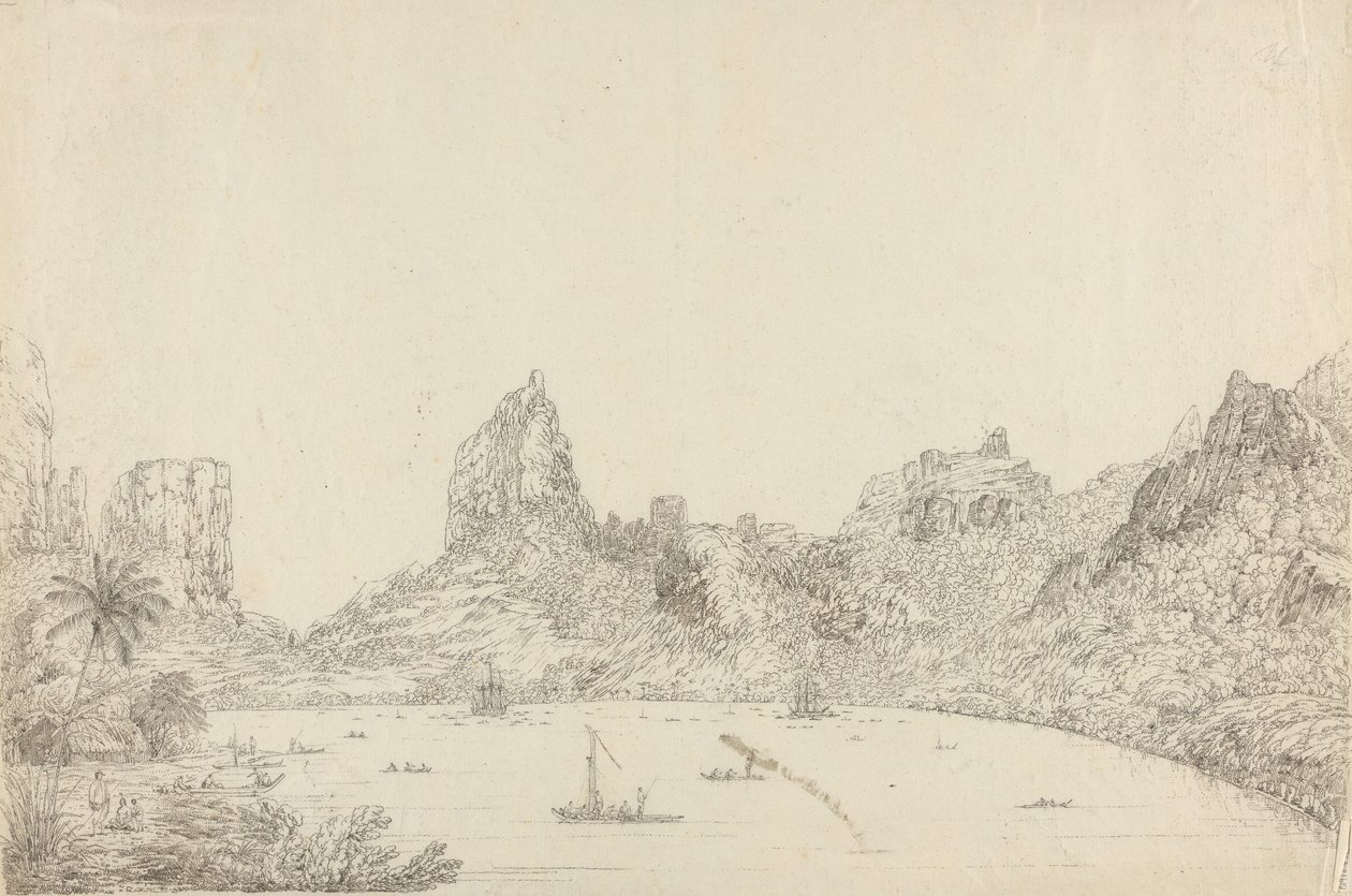 Utsikt over havnen i Taloo på øya Eimeo av John Webber