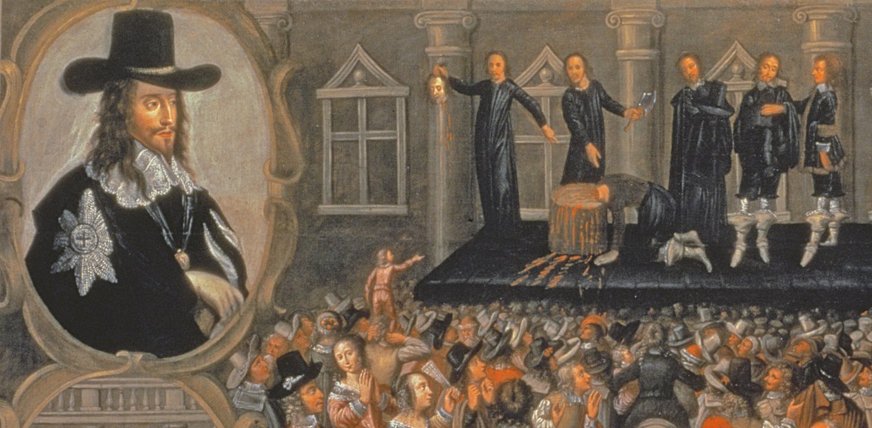 En øyenvitne-representasjon av henrettelsen av kong Charles I i 1649 (detalj av 70021) av John Weesop