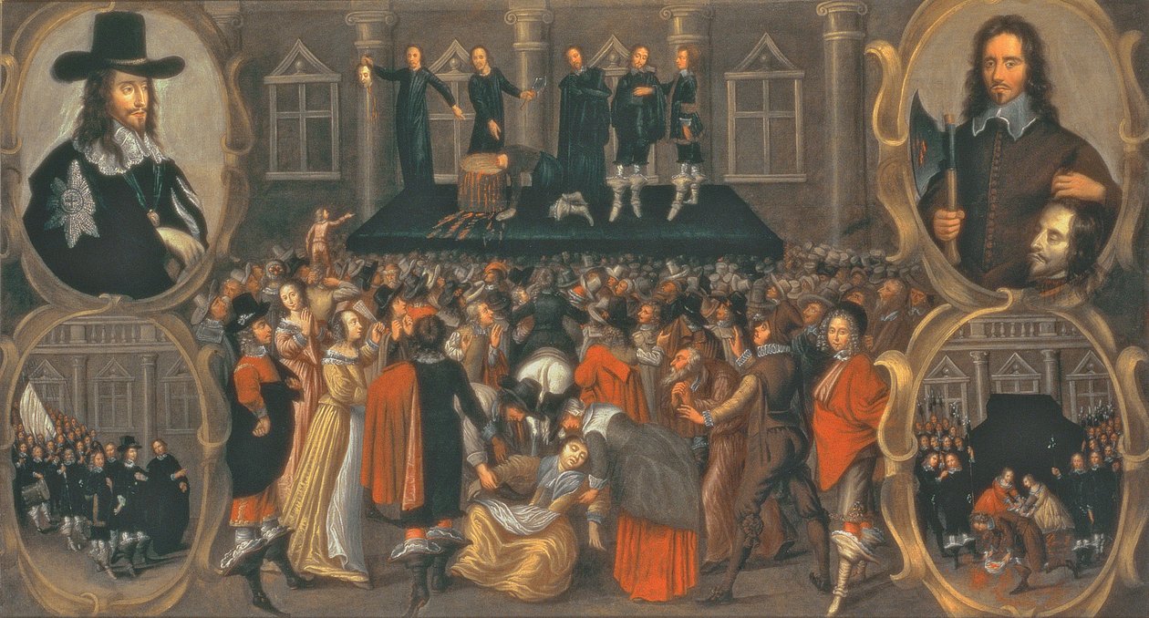 En øyenvitne-representasjon av henrettelsen av kong Charles I i 1649 (olje på lerret) (se 617397 for detaljer) av John Weesop