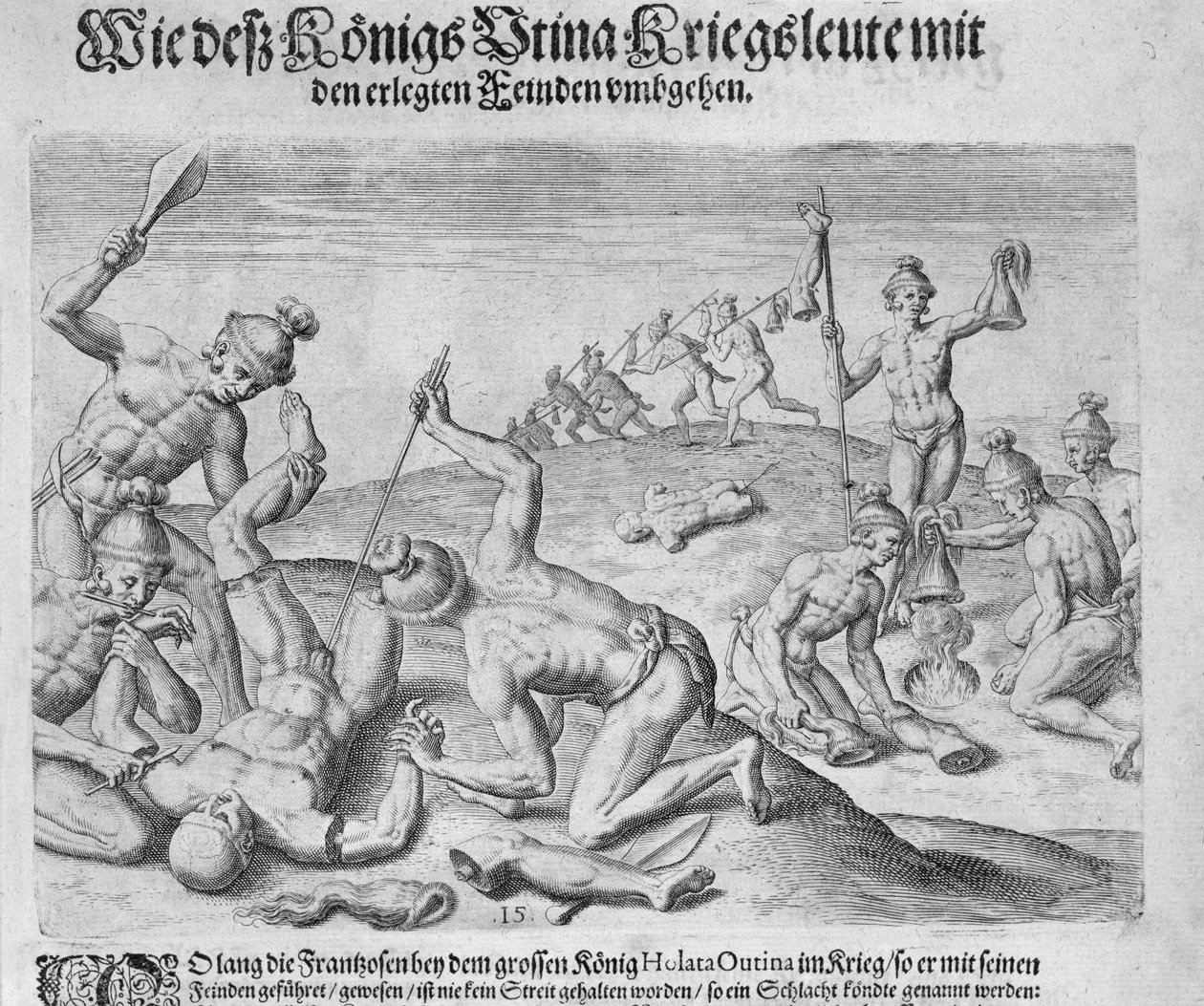 Kannibalisme, gravert av Theodor de Bry (1528-98) av John White