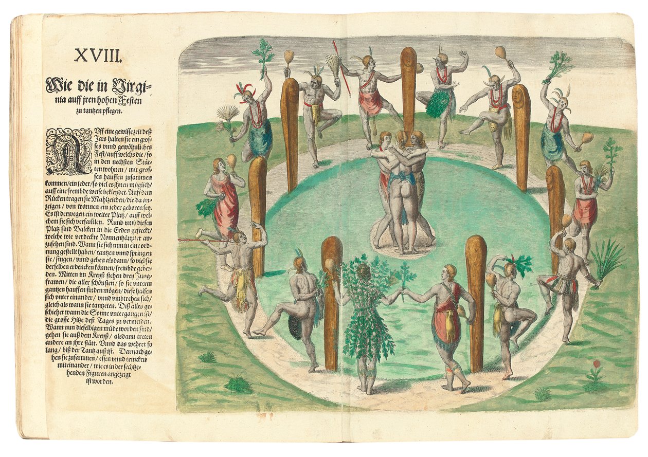 Innfødte indianere danser, 1590 av John White