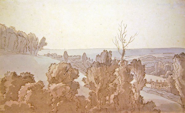 A View at Bridewell (penn og blekk og blå og grå vask på papir) av John White Abbott