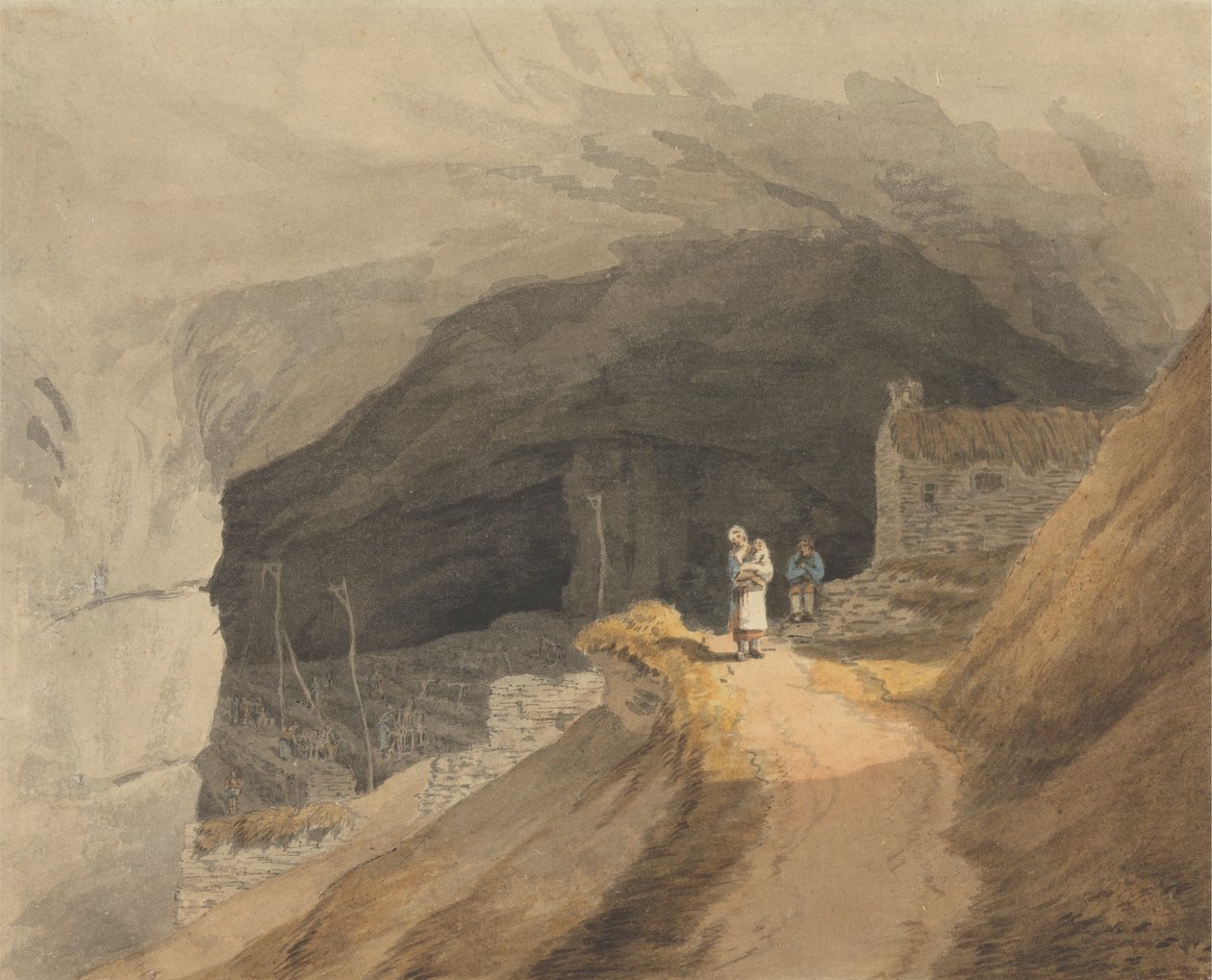 The Mouth of the Cavern på Castleton i Peak of Derby av John White Abbott