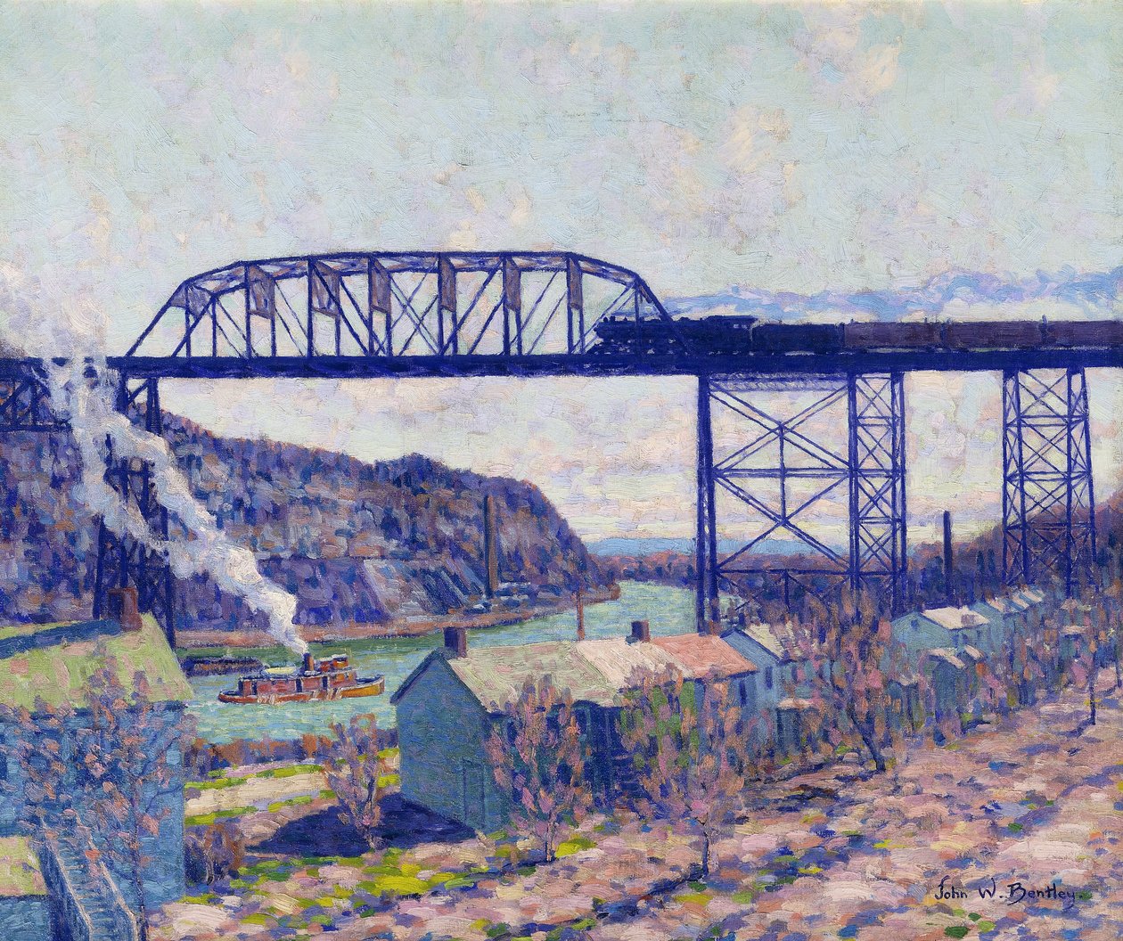 On the Rondout (olje på lerret) av John William Bentley