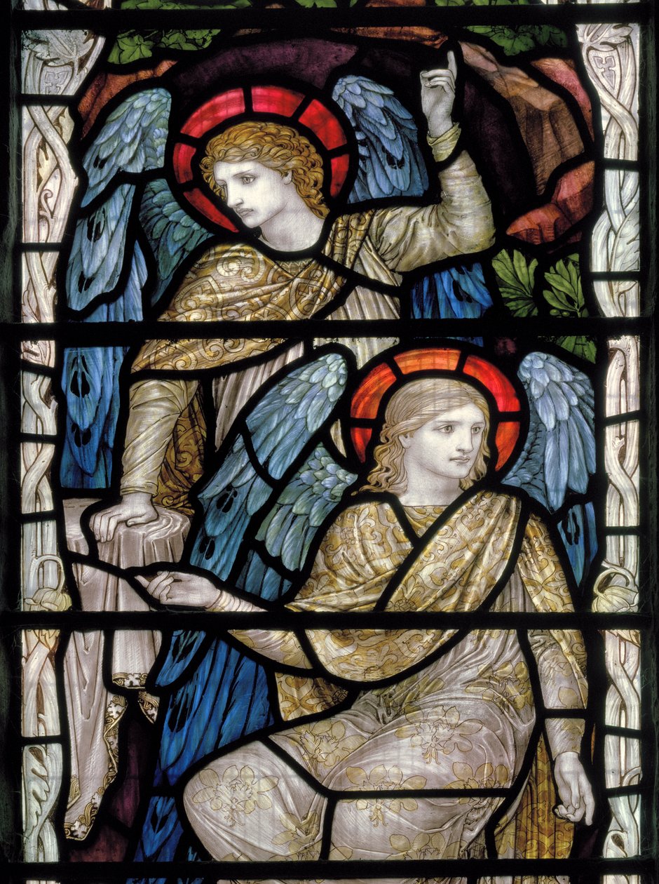 He Is Risen detalj, 1903 (farget glass) av John William Brown