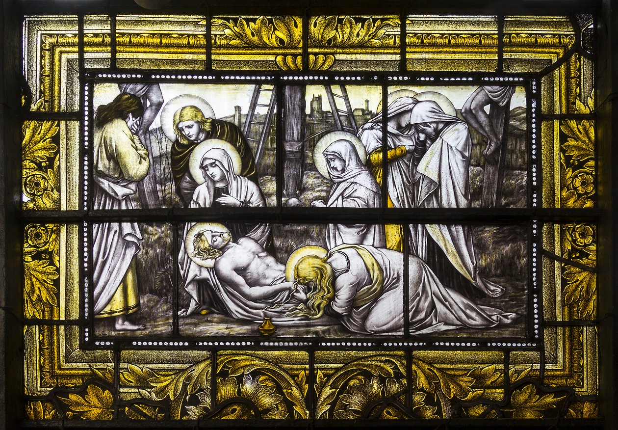 Oxford, Trinity College, James Powell & Sons, John William Brown (1842-1928), The Deposition, 1885 av John William Brown