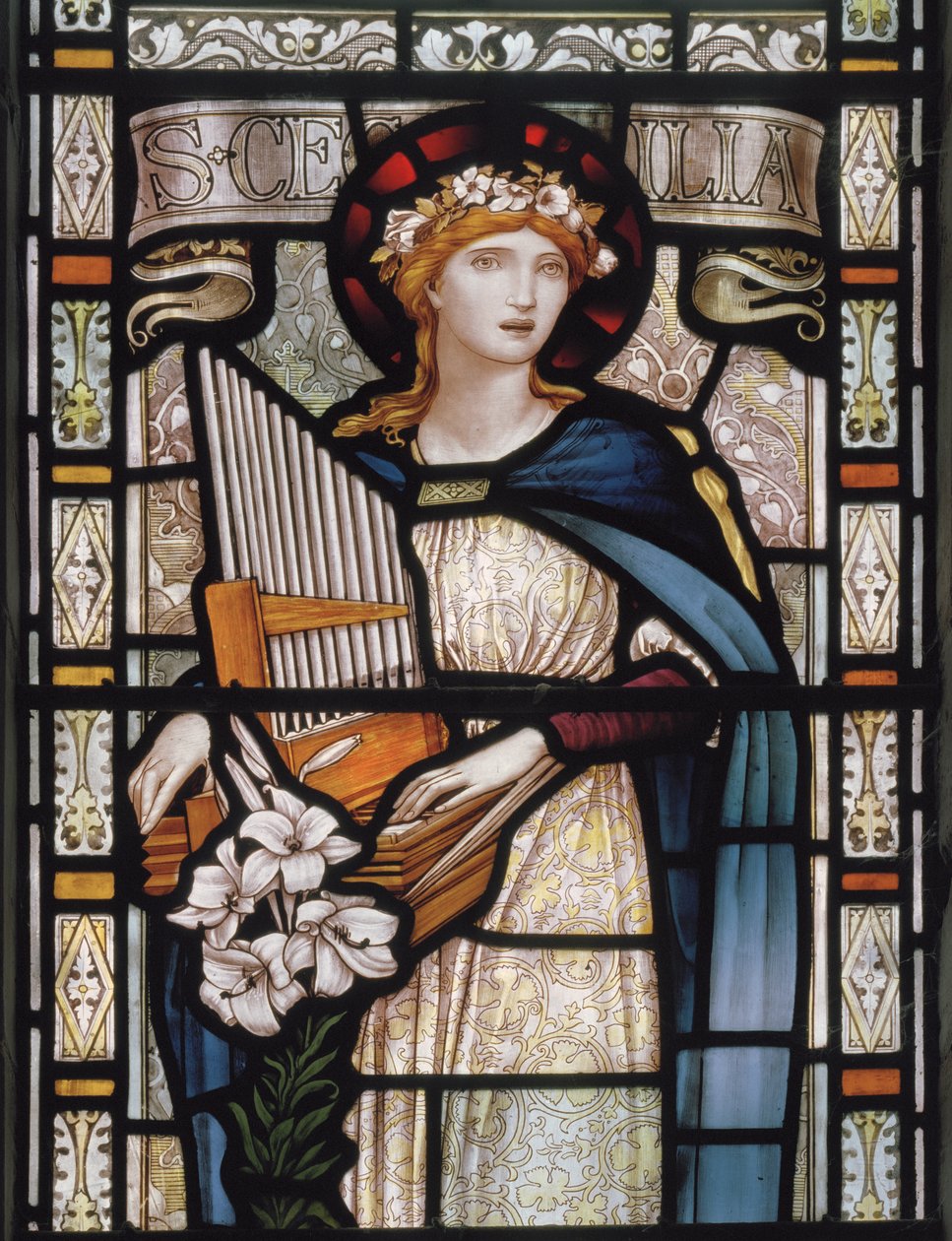 St Cecilia, 1890 (farget glass) av John William Brown