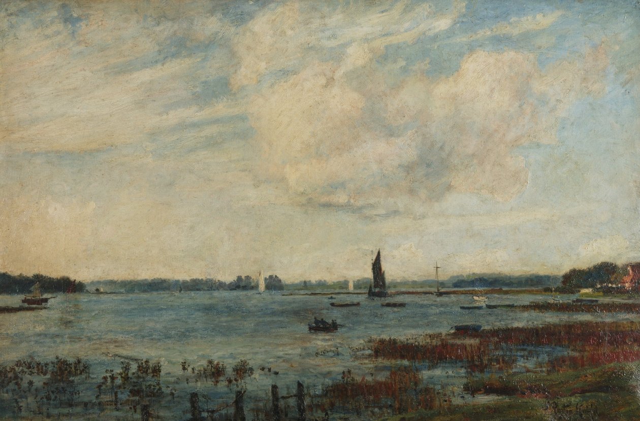 Tidal Breeze, Gosport, Hampshire (olje på lerret) av John William Buxton Knight