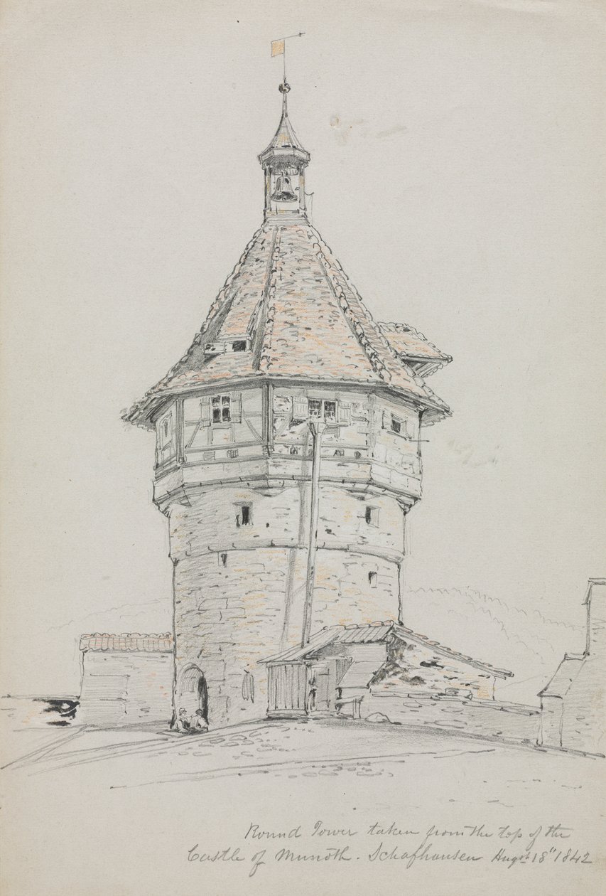 Rundetårn, Munot slott, Schaffhausen, Sveits, 1842. av John William Casilear