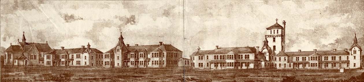 Lunatic Asylum i Newcastle upon Tyne, Coxlodge, ca. 1829 (photolitho) av John William Dyson