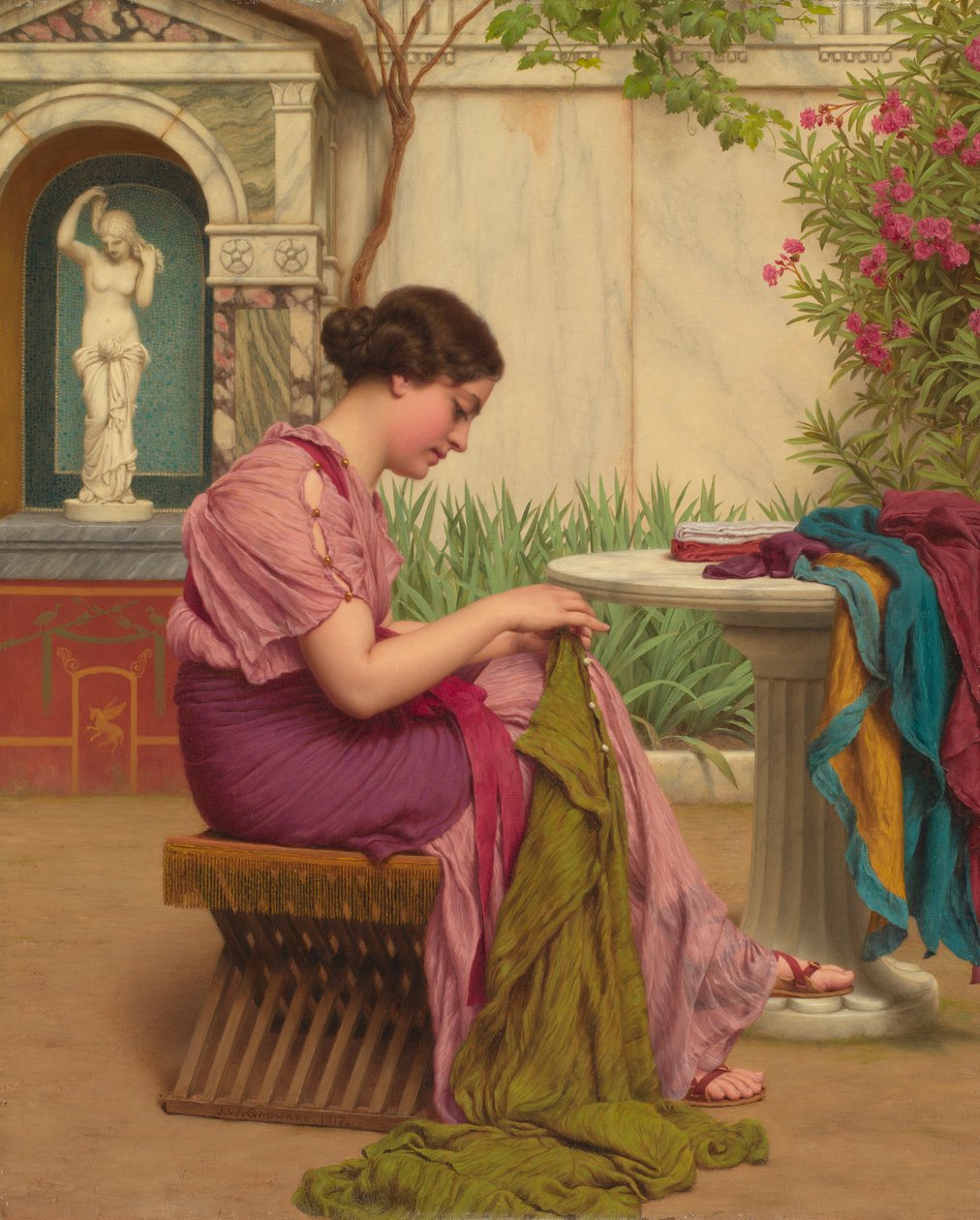 A Stitch is Free, eller A Stitch in Time, 1917 av John William Godward