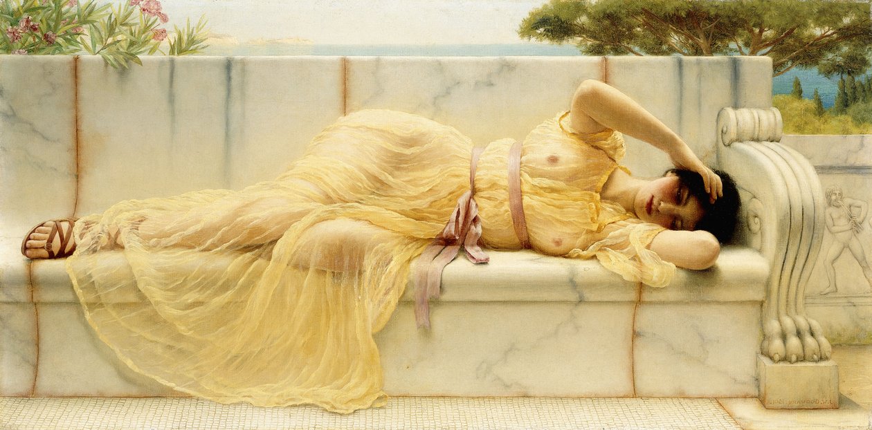 Jente i gult draperi, 1901 av John William Godward