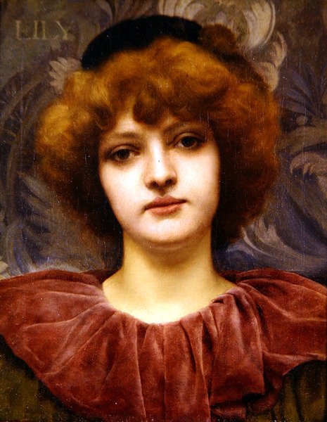Lily (olje på lerret) av John William Godward