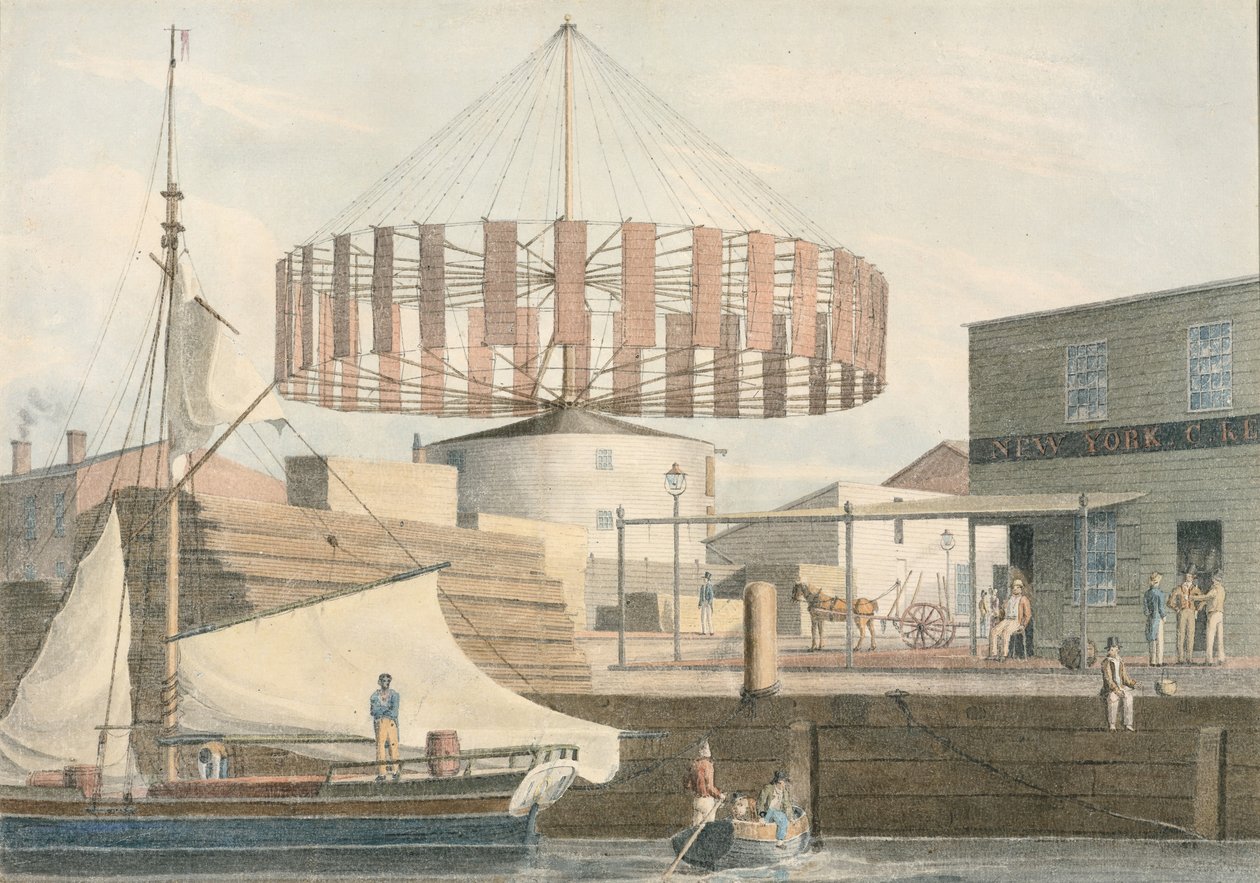 Circular Mill, King Street, New York, 1830. av John William Hill