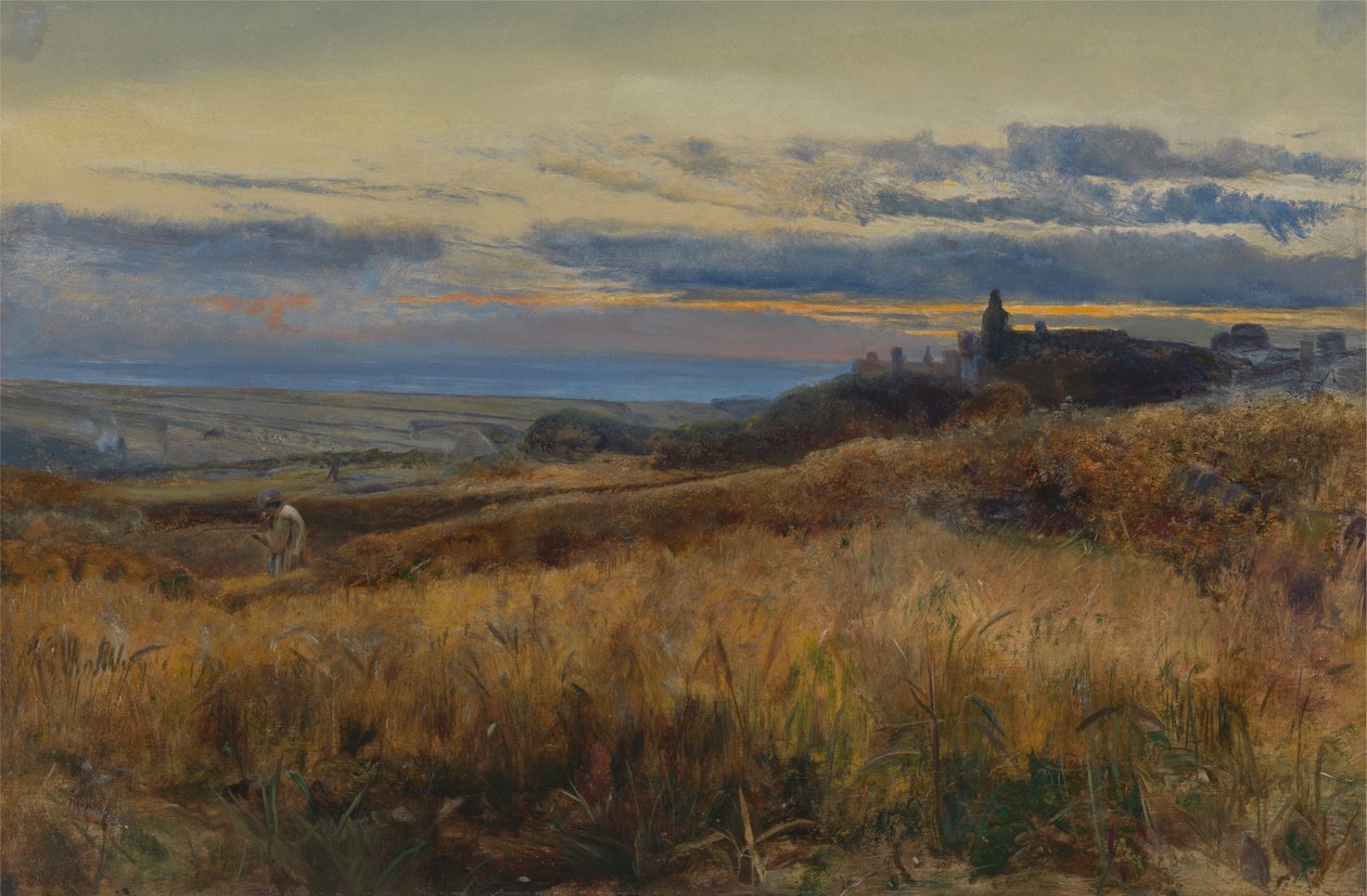 Kornåker ved solnedgang av John William Inchbold