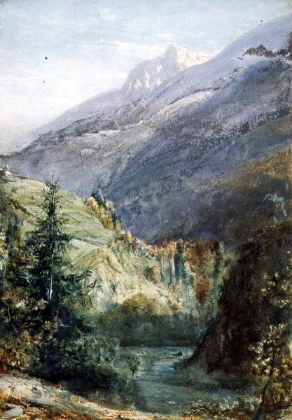 On the Road of Sepey, Sveits (akvarell og gouache på papir) av John William Inchbold