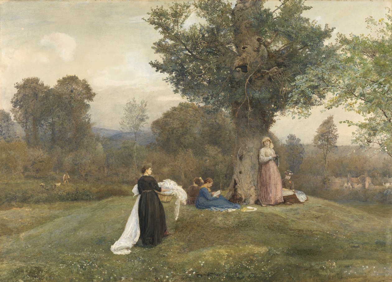 Laundry Day, West Somerset (wc på papir) av John William North