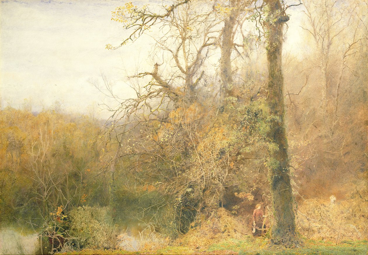 Sir Bevis and the Woodwoman, 1887-88 (wc med utskraping på papir) av John William North