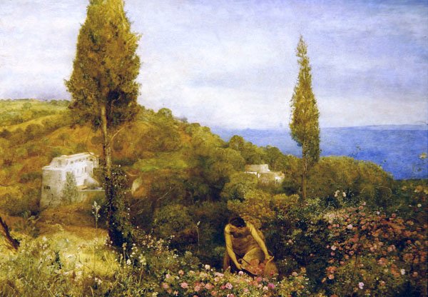 The House of Roses, Tripoli (akvarell over blyant på papir) av John William North