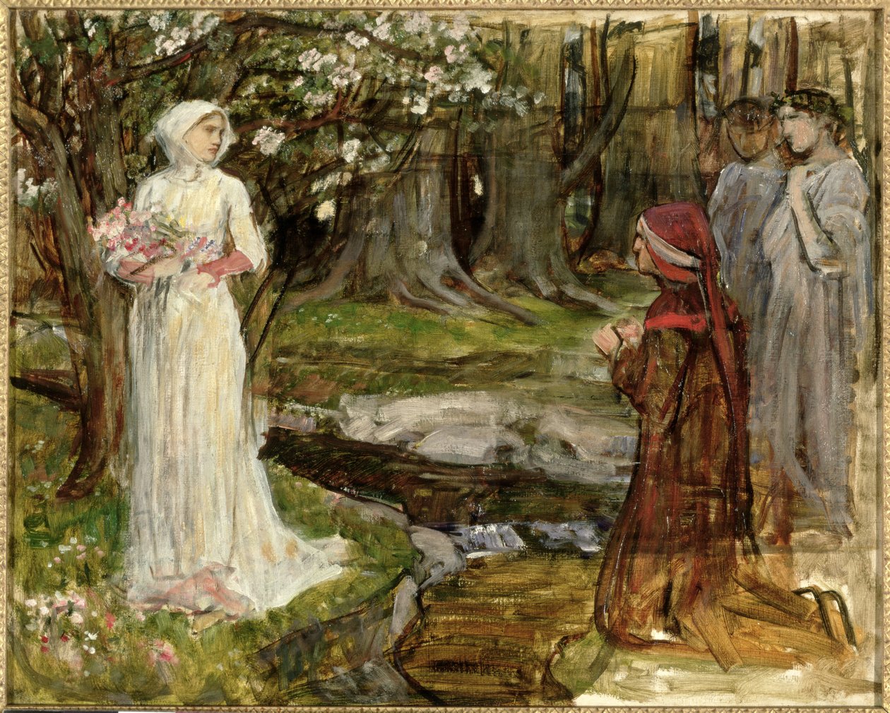 Dante og Beatrice, ca. 1916-17 (olje på lerret) av John William Waterhouse
