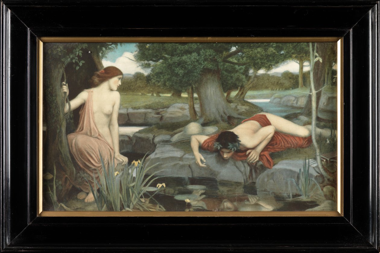 Ekko og narcissus (farget trykk) av John William Waterhouse