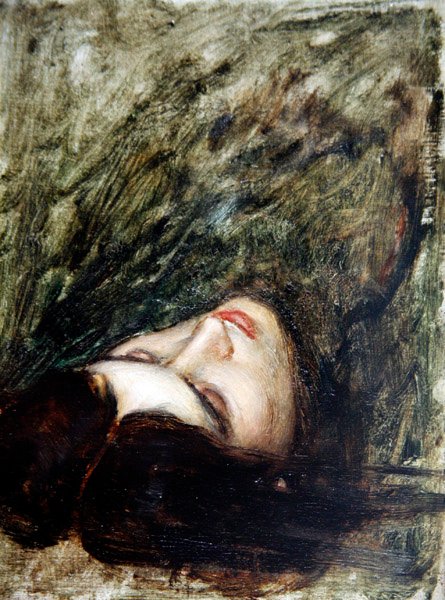 Head of Orpheus - a Sketch, ca. 1899-1900 (olje om bord) av John William Waterhouse
