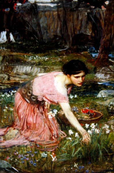 Jomfruer plukker blomster ved en bekk, ca. 1911 (olje på lerret) av John William Waterhouse