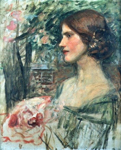 Portrait of a Lady in a Green Dress, or The Buquet, ca. 1908 (olje på lerret) av John William Waterhouse