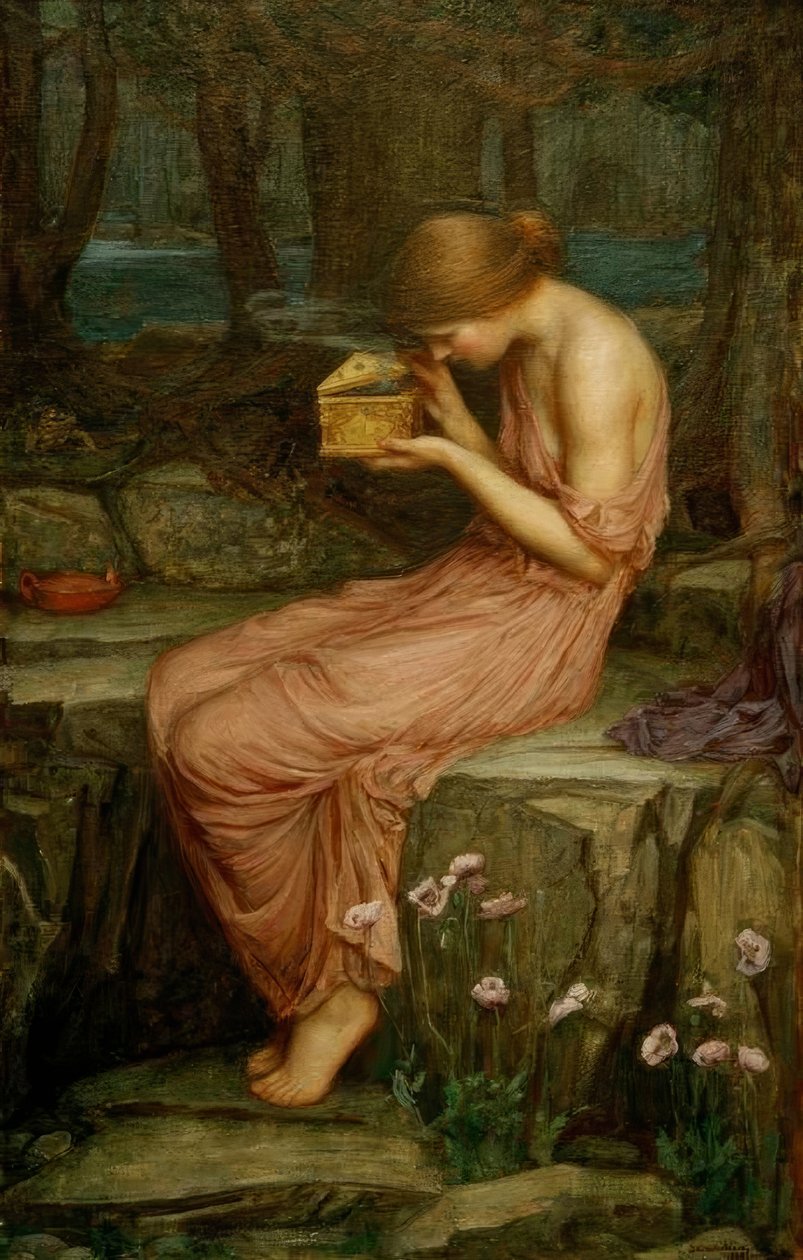 Psyche åpner Golden Box av John William Waterhouse