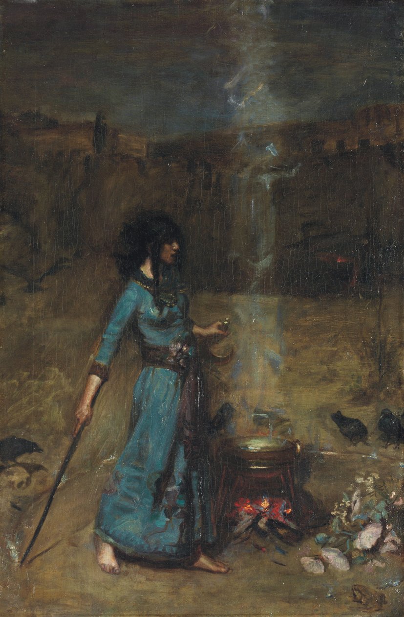Studie for The Magic Circle, 1886 av John William Waterhouse