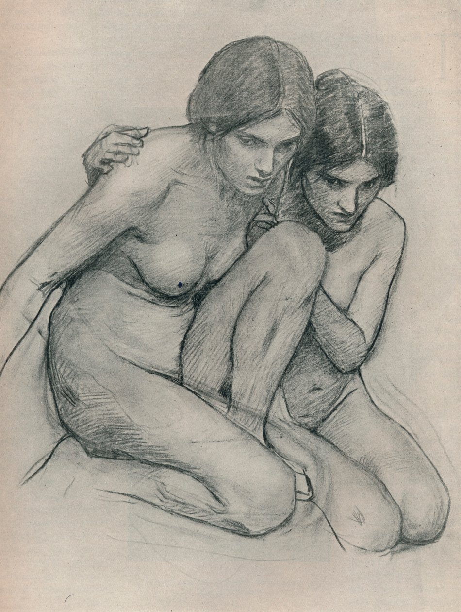 Studie for The Nymphs Finding the Head of Orpheus, c1899 av John William Waterhouse